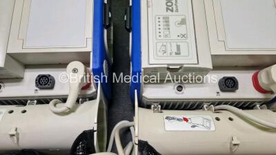 2 x Zoll R Series Plus Defibrillators / Monitors (Both Power Up) Including ECG and Printer Options with 2 x 3 Lead ECG Leads, 2 x Paddle Leads and 2 x Lithium Ion Rechargeable Batteries *SN AF13B027398 / AF13B027374* - 10