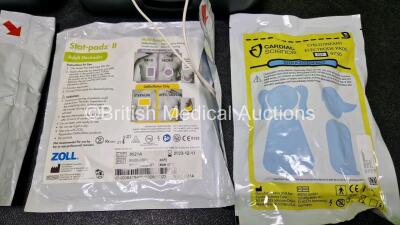 2 x Zoll AEDPro Defibrillators (Both Power Up) in Carry Cases with 2 x 3 Lead ECG Leads, 4 x Zoll Electrodes *3 x Expired*, 1 x Ambu BlueSensor P ECG Electrode *Expired* and 2 x LiMnO2 Batteries *SN AA14H033214 / AA14H033182* - 9