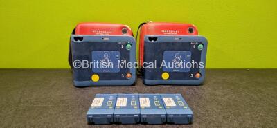 2 x Philips Heartstart FRx Defibrillators (Both Power Up with Stock Battery - Stock Battery Not Included) in Cases with 4 x M5070A LiMnO2 Batteries *All Flat*