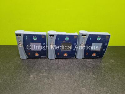 Job Lot Including 2 x Laerdal Heartstart FR2 Defibrillators and 1 x Agilent Heartstream FR2 Defibrillator (All Power Up with Stock Battery Stock Battery Not Included)