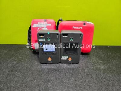 2 x Philips FR3 Defibrillators (Both Power Up with Stock Battery Stock Battery Not Included) in Case