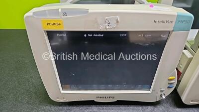 4 x Philips IntelliVue MP50 Patient Monitors (All Power Up, 2 x with Damage to Casing - See Photo) with 2 x Li-ion Batteries - 2