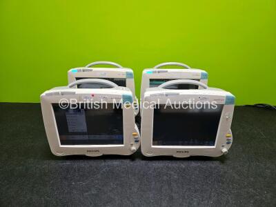 4 x Philips IntelliVue MP50 Patient Monitors (All Power Up, 3 x with Damage to Casing - See Photo)