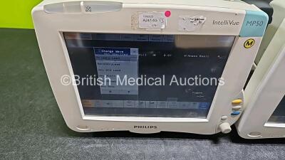 4 x Philips IntelliVue MP50 Patient Monitors (All Power Up, 3 x with Damage to Casing - See Photo) - 2