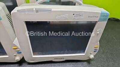 4 x Philips IntelliVue MP50 Patient Monitors (All Power Up, 3 x with Damage to Casing - See Photo) - 3