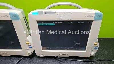 4 x Philips IntelliVue MP50 Patient Monitors (All Power Up, 3 x with Damage to Casing - See Photo) - 6