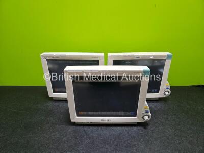 3 x Philips IntelliVue MP70 Patient Monitors (All Power Up, All with Damage to Casing - See Photo)