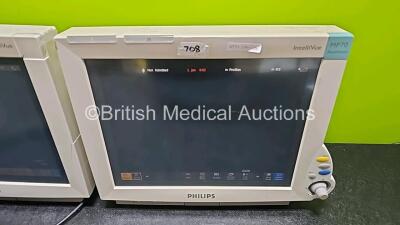 3 x Philips IntelliVue MP70 Patient Monitors (All Power Up, All with Damage to Casing - See Photo) - 3