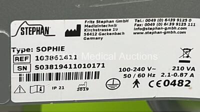 Stephan Sophie Ventilator Version V2.5.0 Build 9214 with Hoses *Mfd 2019* (Powers Up) *S/N S03819411010171* - 5