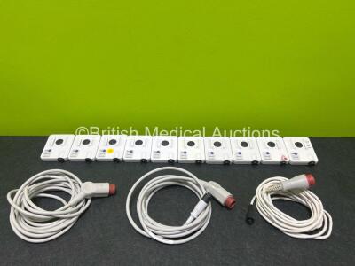 10 x Smiths Medical LogiCal MX960P1 Pressure Transducers with 10 x Cables (3 Cables in Photo - 10 in Total)