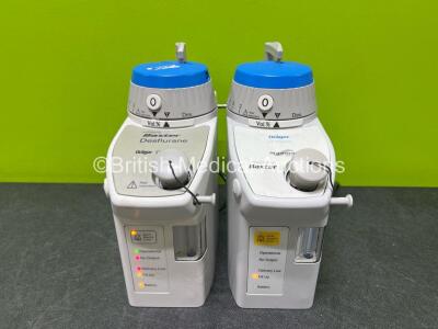 2 x Drager Baxter Desflurane D-Vapor Vaporizers (Both Power Up) *SN ARZJ-0421 / ASFC-0290*