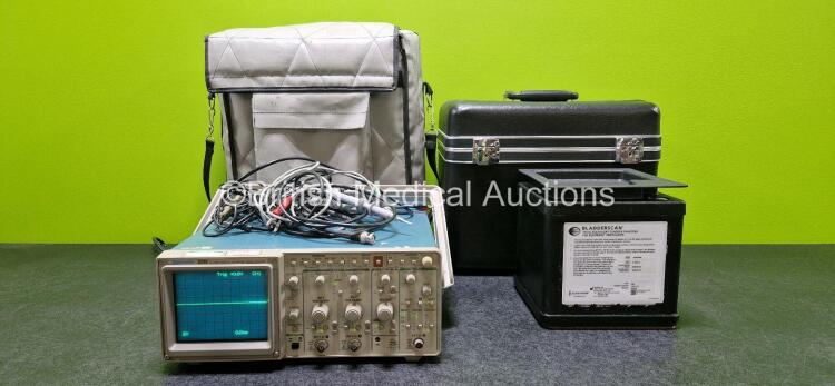 Mixed Lot Including 1 x Bladderscan Ref 0620-0068 Bladder Phantom in Carry Case and 1 x Tektronix 2212 Digital Storage Oscilloscope with Attachments in Carry Bag (Powers Up)