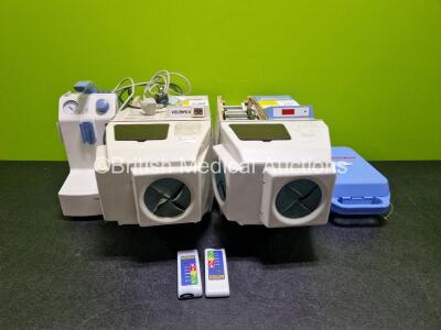 Mixed Lot Including 2 x Velopex Intra-X Film Processor Units (1 x Missing Casing) with 2 x Remote Controls, 1 x Medela Vario Suction Unit and 1 x Medix World Traveller High Flow Nebulizer