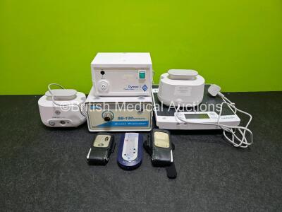 Mixed Lot Including 1 x Wem SE-120 Smoke Evacuation Unit, 1 x Charles Austen Dymax 5 Pump (Damage to Casing - See Photos) 2 x Part Boy Classic Nebulizers, 1 x Marsden Weighing Scales) 2 x Embla Flow Meter and 1 x Siss Baby Control