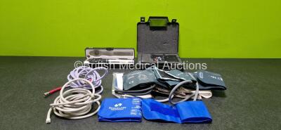 Mixed Lot Including 1 x Keeler Ophthalmoscope in Case, 1 x Everway Medical TPN 300 Ultra Unit in Case (Missing Button - See Photo) and 2 x Hoses with Various Cuffs