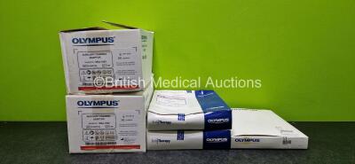 Mixed Lot Including 2 x Boxes of Olympus Auxiliary Channel Adaptors MAJ-1652 Ref K10020736 *All Expired*, 2 x Boxes of Olympus Disposable Cytology Brushes BC-202D-3010 *All Expired* and 1 x Olympus MAJ-883 Cable