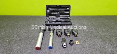 Job Lot Including 2 x Keeler Ophthalmoscopes / Otoscopes Handles with 3 x Attachments and 3 x Welch Allyn Ophthalmoscope Attachments