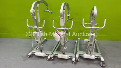 3 x Liko Viking Patient Hoists (2 x M, 1 x L) with 3 x Batteries and 3 x Controllers (All Power Up)