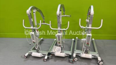 3 x Liko Viking Patient Hoists (2 x M, 1 x L) with 3 x Batteries and 3 x Controllers (All Power Up)