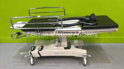 Merivaara Rapido Patient Trolley with 2 x Cushions and 2 x Attachments (Hydraulics Tested Working)