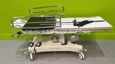 Merivaara Rapido Patient Trolley with 1 x Cushion and 2 x Attachments (Hydraulics Tested Working)