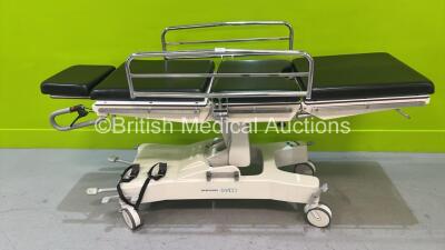 Merivaara Rapido Patient Trolley with Cushions (Hydraulics Tested Working)