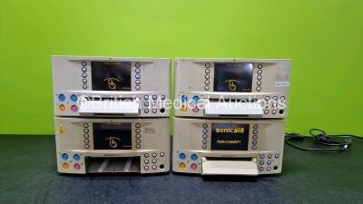 Job Lot Including 3 x Huntleigh Sonicaid FM800 Fetal Monitors (All Power Up) and 1 x Oxford Instrument Sonicaid FM800 Fetal Monitor (Powers Up and Missing Printer Tray - See Photos)