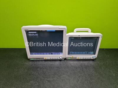 Job Lot Including 1 x Mindray BeneView T8 Patient Monitor and 1 x Mindray BeneView T5 Patient Monitor (Both Power Up with Cracks in Casing - See Photo)