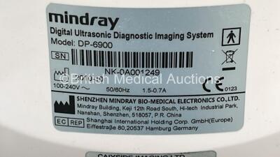 Mindray DP-6900 Portable Ultrasound Machine System on Trolley Version 2T.NF.GG.FY with Sony UP-897MD Printer (Powers Up) *NK-0A001249* - 7