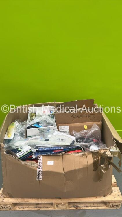 Pallet of Mixed Consumables Including Intersurgical Supraglottic AIrways, Patient Examintion Gloves and Ferno Straps (Some OUT of Date)