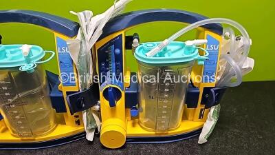 3 x Laerdal LSU Suction Units (All Power Up 1 x with Crack In Casing - See Photo) with 3 x Suction Cups *SN 7835158259 / 78092081126 / 78061577044* - 4