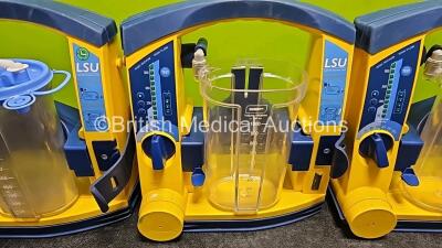 3 x Laerdal LSU Suction Units (All Power Up) with 3 x Suction Cups (2 x Missing Lids) *SN 78391472788 / 78061577042 / 78061577058* - 3