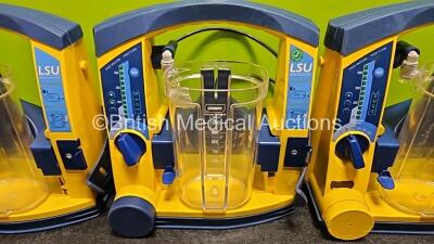 3 x Laerdal LSU Suction Units (All Power Up) with 3 x Suction Cups (2 x Missing Lids) - 3