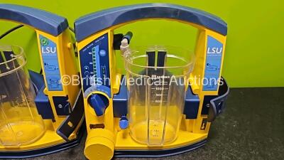 3 x Laerdal LSU Suction Units (All Power Up) with 3 x Suction Cups (2 x Missing Lids) - 4