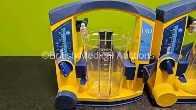 3 x Laerdal LSU Suction Units *1 x Mfd - 2023* (All Power Up) with 3 x Suction Cups (All Missing Lids) *SN 78162377116 / 78061577036 / 78271469765* - 2