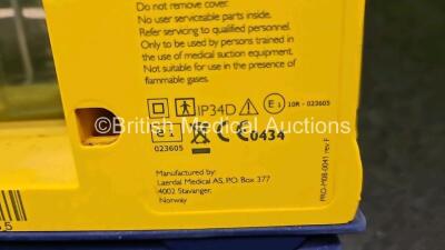 3 x Laerdal LSU Suction Units *1 x Mfd - 2023* (All Power Up) with 3 x Suction Cups (All Missing Lids) *SN 78162377116 / 78061577036 / 78271469765* - 6