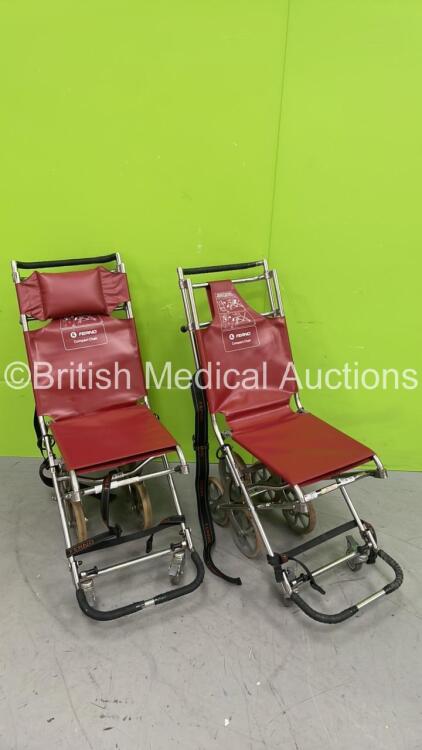 2 x Ferno Compact Chairs *S/N H15516 / H15368* (2 x Wheels Missing Rubbers)