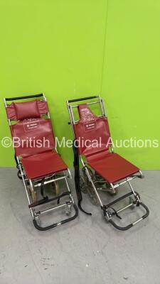 2 x Ferno Compact Chairs *S/N H15516 / H15368* (2 x Wheels Missing Rubbers) - 2