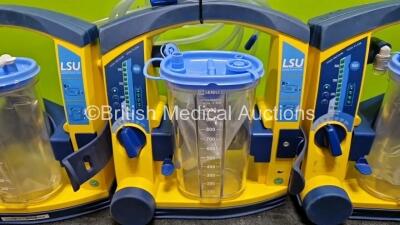 3 x Laerdal LSU Suction Units (All Power Up) with 3 x Suction Cups, Hoses and 3 x Batteries - 3