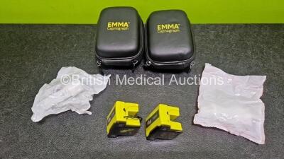 2 x Masimo EMMA Capnographs Ref 605100 Software 1.5.0.2 *Mfd 2018 / 2017* (Both Power Up) in Case with 2 x Airway Adaptors - 3