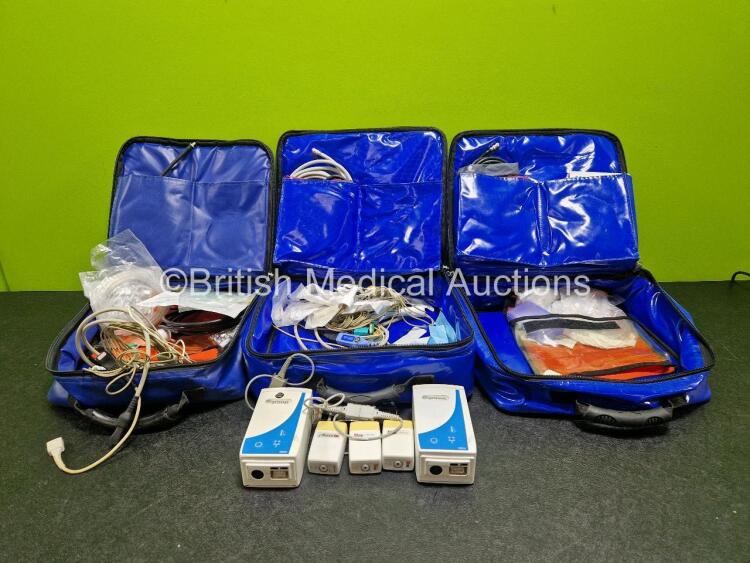 Job Lot Including 3 x Oralite Emergency Carry Bags, 2 x Masimo ISA CO2 Ref 800101 Mainstream Analyzers, 1 x Phasein Mainstream Analyzer, 2 x Ortivus M531 Measuring Unit and Various Monitoring Cables