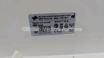 GS Corpuls3 Slim Defibrillator Ref : 04301 (Powers Up, Missing Hinge on Handle) with Corpuls Patient Box Ref : 04200 (Powers Up, Some Options Missing - See Photo) with Pacer, Oximetry, ECG-D, ECG-M, CO2, CPR, NIBP and Printer Options and Corpuls Display U - 6