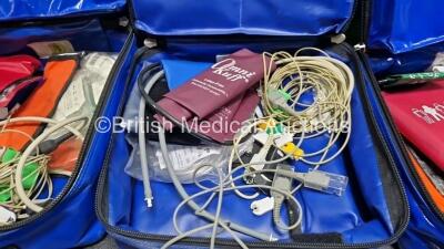 Job Lot Including 3 x Oralite Emergency Carry Bags, 3 x Masimo Phasein Ref 800101 Mainstream Analyzers, 3 x Ortivus M531 Measuring Units (1 x Damaged Case - See Photos) and Various Patient Monitoring Cables and Accessories - 4