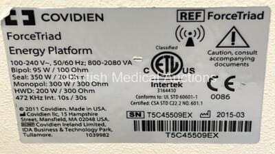 Covidien ForceTriad Electrosurgical / Diathermy Unit Version 4.00 on Stand (Powers Up) *GH* - 5