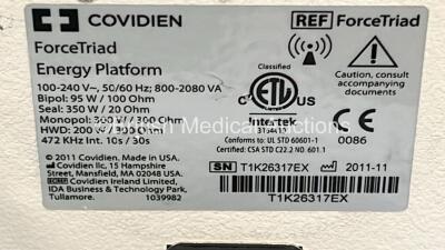 Covidien ForceTriad Electrosurgical / Diathermy Unit Version 4.00 on Stand (Powers Up) *GH* - 5