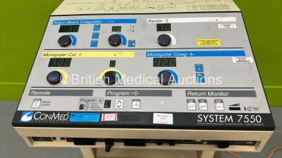 ConMed System 7550 Electrosurgical Generator +ABC Modes with 1 x Dual Footswitch and 1 x Dome Footswitch (Powers Up) *GH* - 2