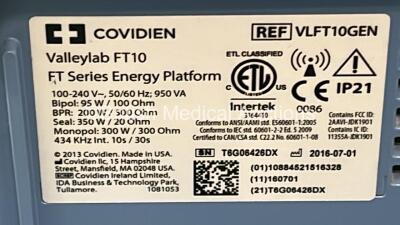 Covidien Valleylab FT10 Electrosurgical / Diathermy Unit Version 4.0 on Stand (Powers Up) - 5