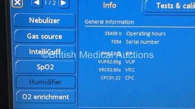 Hamilton Medical Hamilton-S1 Intellivent Ref 159005 Ventilator Operating Hours 35408 (Powers Up) *S/N 7054* **Mfd 2013** - 3