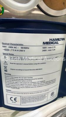 Hamilton Medical Hamilton-S1 Intellivent Ref 159005 Ventilator Operating Hours 35408 (Powers Up) *S/N 7054* **Mfd 2013** - 7