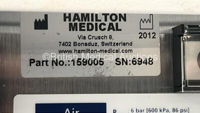 Hamilton Medical Hamilton-S1 Intellivent Ref 159005 Ventilator Operating Hours 31098 (Powers Up) *S/N 6948* **Mfd 2012** - 6